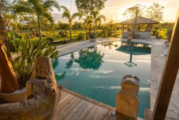 Serene Bali Poolside Retreat at Sunset