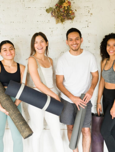 retreat yoga participants smiling