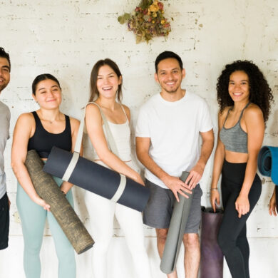 retreat yoga participants smiling