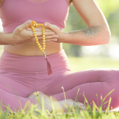 Woman Carrying Bag and Yoga Mat