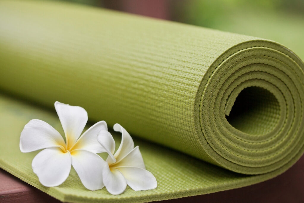 yoga mat with flowers